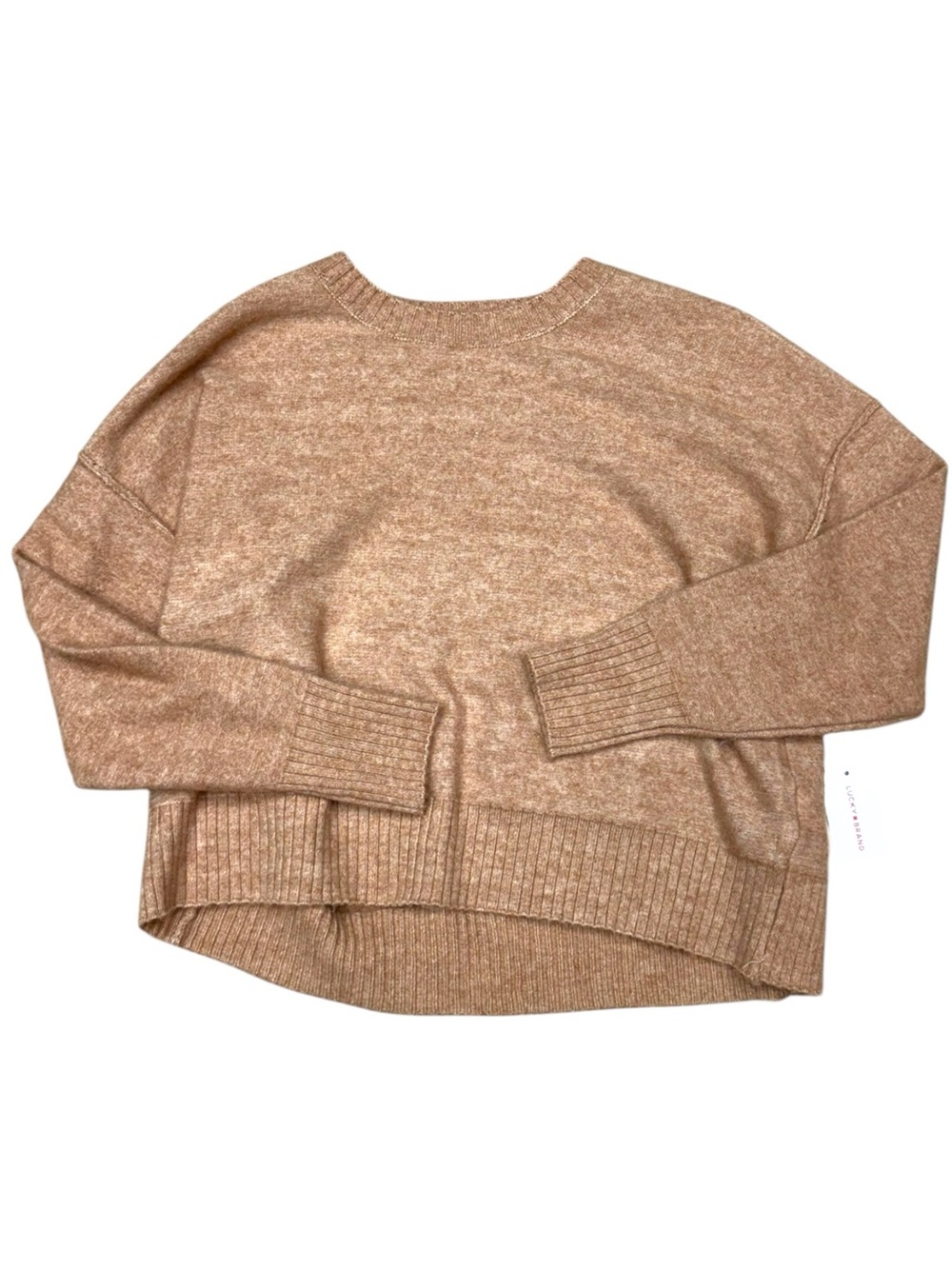 Lucky Brand Camel Crewneck Sweater Soft Knit Pullover Size L NWT - Picture 10 of 11